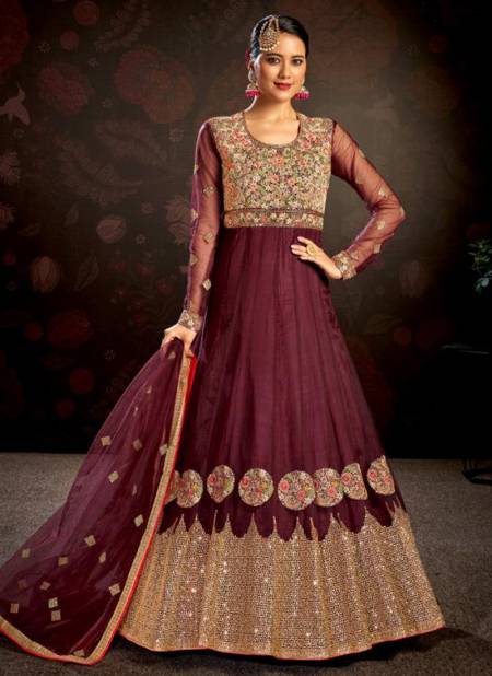 Maroon Colour HOTLADY NASHEEN 3 Fancy Wedding Wear Heavy New Long Anarkali Suit Collection 7911